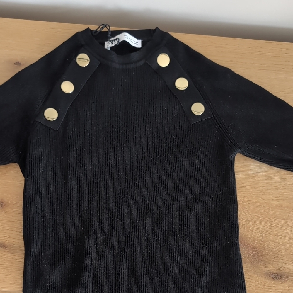 Zara Black Top with Gold Button Details